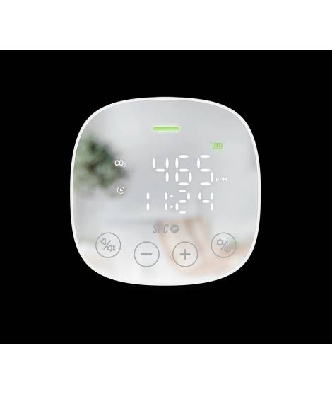 SPC CO2 Air Quality Medidor de CO2 con Alarma Visual y Sonora - Tambien Registra Temperatura y Humedad - Pantalla LED