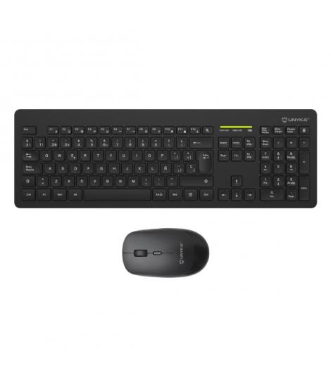 Unykach MK212 Pro Slim Wireless Pack de Teclado Inalambrico Slim 108 Teclas de Membrana + Raton Inalambrico 1600dpi, 3 Botones, 