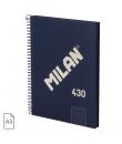 Milan Serie 1918 Cuaderno Espiral Formato A5 Cuadricula 5x5mm - 80 Hojas de 95 gr/m2 - Microperforado, 2 Taladros - Color Azul