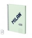 Milan Serie 1918 Cuaderno Espiral Formato A5 Cuadricula 5x5mm - 80 Hojas de 95 gr/m2 - Microperforado, 2 Taladros - Color Verde