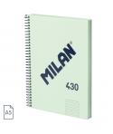 Milan Serie 1918 Cuaderno Espiral Formato A5 Cuadricula 5x5mm - 80 Hojas de 95 gr/m2 - Microperforado, 2 Taladros - Color Verde