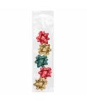 Dohe Chic Pack de 5 Lazos para Regalo - Forma de Estrella - Tamaño 5.6cm - Colores Rojo, Verde y Oro