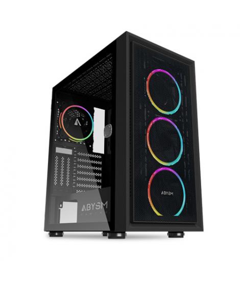 Abysm Danube Kamp Black Caja Torre ATX, ITX, Micro ATX - Lateral Cristal Templado - 3.5" y 2.5" - USB-A y Audio - 4 Ventiladores