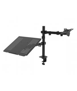 Unykach UK1420 Soporte de Mesa con Brazo Articulado para Monitor de 10"-32" + Soporte para Portatil - Giratorio, Inclinable y Ex