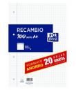 Oxford Recambio Formato A4 Cuadriculado 4x4mm 4 Taladros - 80 Hojas + 20 Gratis 90gr con Margen